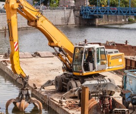 River digging machine Stock Photo