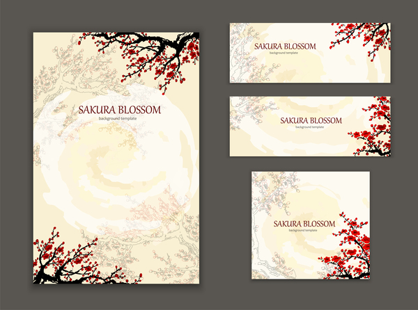 Sakura styles brochure cover with banner vector