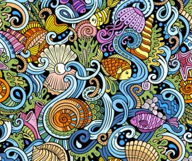 Sea seamless pattern hand drawn vectors 05