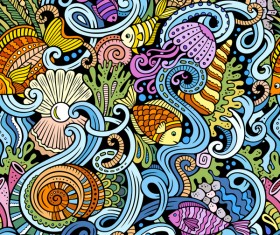 Sea seamless pattern hand drawn vectors 06