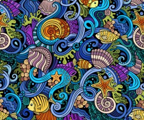 Sea seamless pattern hand drawn vectors 08