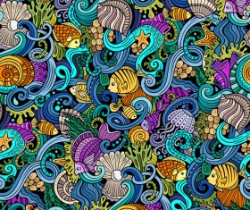 Sea seamless pattern hand drawn vectors 10