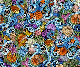 Sea seamless pattern hand drawn vectors 11