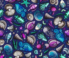 Sea seamless pattern hand drawn vectors 13