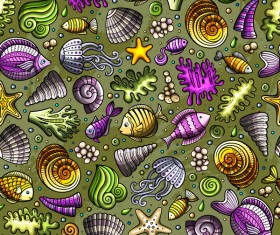 Sea seamless pattern hand drawn vectors 14