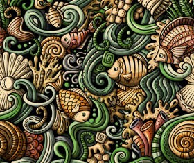Sea seamless pattern hand drawn vectors 15