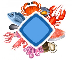 Seafood frame design vector 01