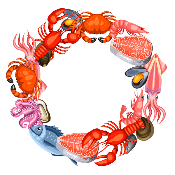 Download Seafood frame design vector 02 free download