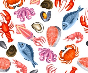 Seafood seamless pattern vector
