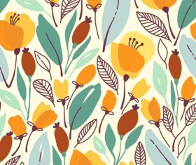 Seamless hand drawn flower pattern vector 01