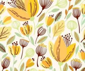 Seamless hand drawn flower pattern vector 03