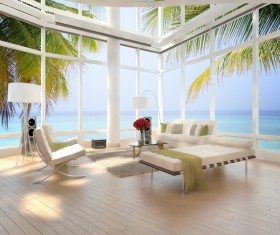Seaside villa view room furnishings Stock Photo