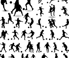 Set of football play silhouette vector 01