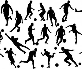 Set of football play silhouette vector 02