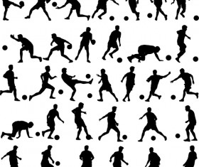 Set of football play silhouette vector 03