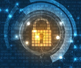 Set of technology security with data background vector 09