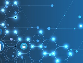 Set of technology security with data background vector 16