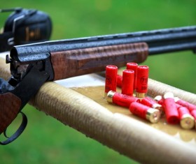 Shotguns and bullets Stock Photo