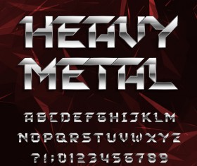 Silver chrome alphabet with number vector