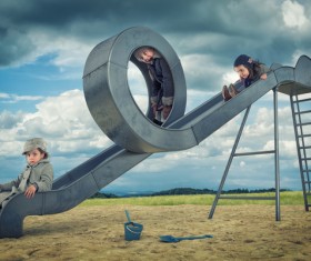 Slide the little children play Stock Photo