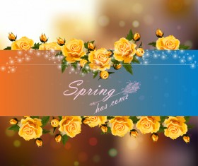 Spring postcars with beautiful flowers vector 01