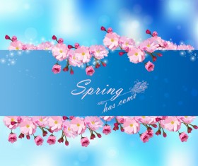 Spring postcars with beautiful flowers vector 02