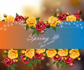 Spring postcars with beautiful flowers vector 03