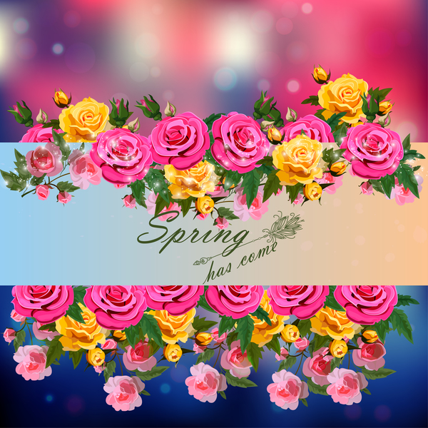 Spring postcars with beautiful flowers vector 04