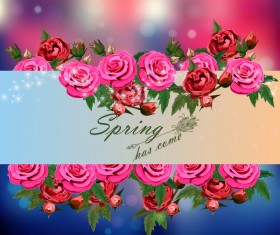 Spring postcars with beautiful flowers vector 05