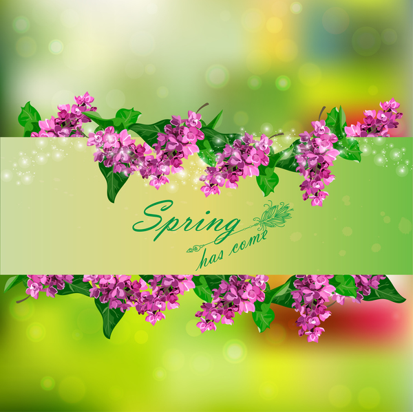 Spring postcars with beautiful flowers vector 06