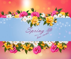 Spring postcars with beautiful flowers vector 08