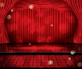 Stage and red curtain vector background 07