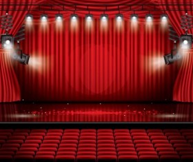 Stage and red curtain vector background 10