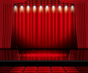Stage and red curtain vector background 11