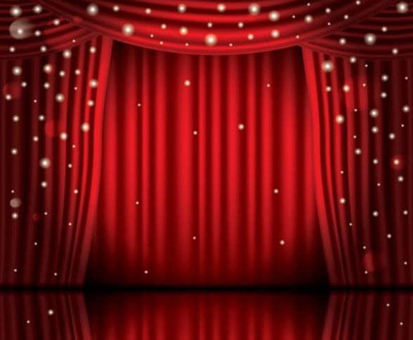 Stage and red curtain vector background 12