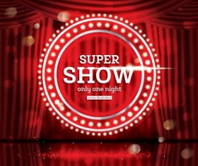 Stage and red curtain vector background 13