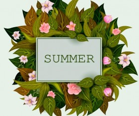 Summer background with tropical plant and flower vector 14