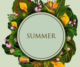 Summer background with tropical plant and flower vector 16