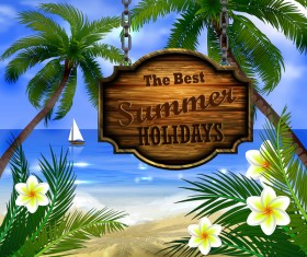 Enjoy tropical summer holidays backgrounds vector 01 - Vector ...