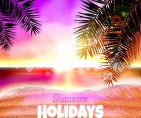 Summer holiday beach with purple background vector