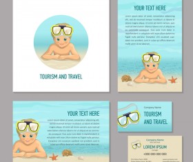 Summer holiday flyer cover with card and banner vector 01