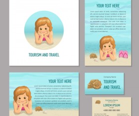 Summer holiday flyer cover with card and banner vector 02