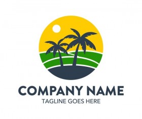 Summer logos with palm tree vectors 02