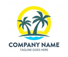 Summer logos with palm tree vectors 06