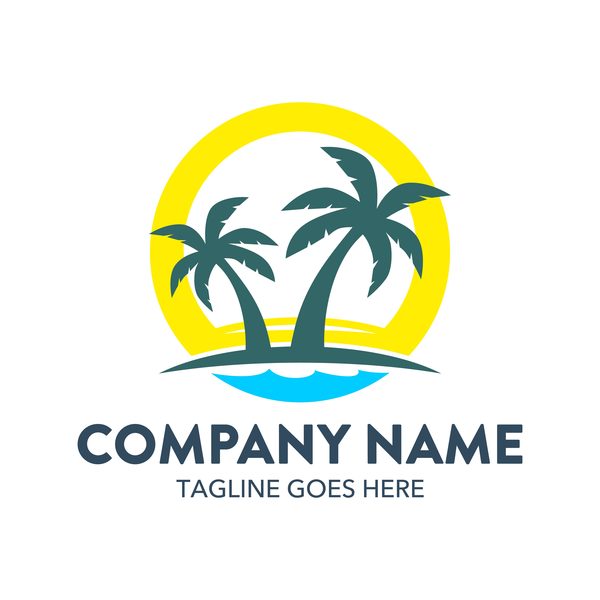 Summer logos with palm tree vectors 06