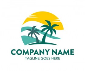 Summer logos with palm tree vectors 07