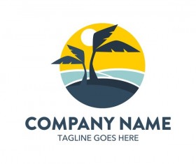 Summer logos with palm tree vectors 08