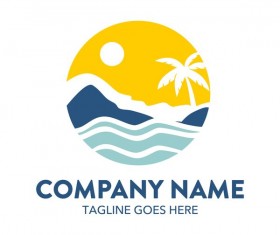 Summer logos with palm tree vectors 10