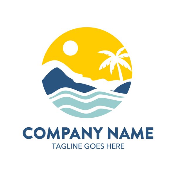 Summer logos with palm tree vectors 10
