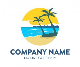 Summer logos with palm tree vectors 11